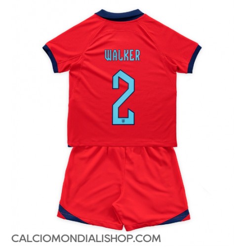 Maglie da calcio Inghilterra Kyle Walker #2 Seconda Maglia Bambino Mondiali 2022 Manica Corta (+ Pantaloni corti)